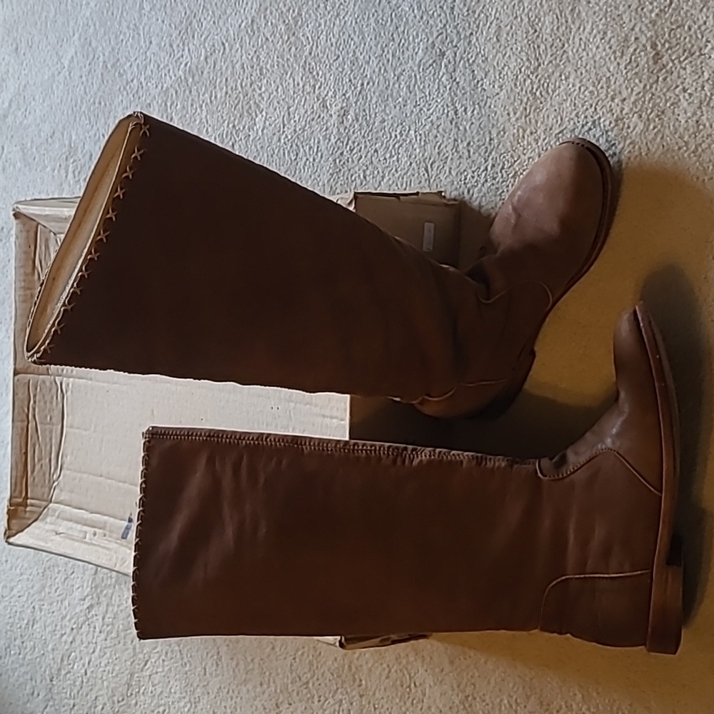 Anouk Handmade Artisian Handstitched Size 9 Genuine Leather Tan Boot (Pull On)